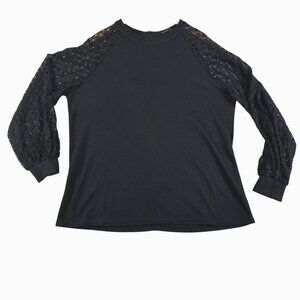 Miholl Womens XXL Lace Sleeve Black Knit Top Whimsigoth Fairy Grunge Witchy